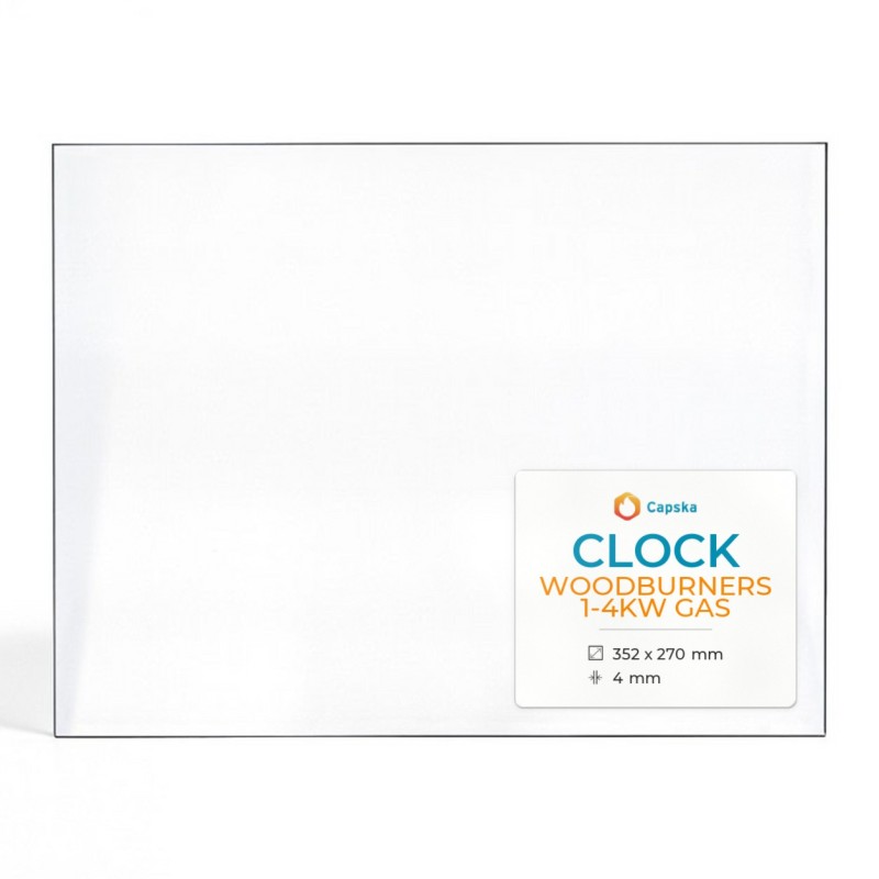 Vitre Clock WOODBURNERS 1-4KW GAS - Verre Rectangle pour poêle à bois
