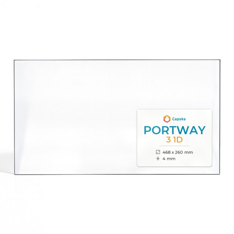 Portway 3 1D Glas - Rechteck Kaminglas für Kaminofen