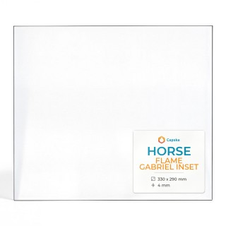 HORSE FLAME GABRIEL INSET Glass - Rectangular Panel for Wood Burning Stove