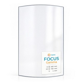 Focus GAMMA Glas für Kaminofen - gebogenes Kaminglas 450x730 mm