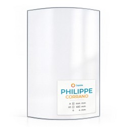 Philippe CORRANO Glas - in sich gebogenes Siebdruck Kaminglas für Kaminofen