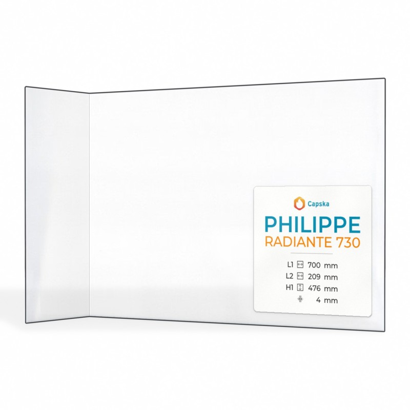 Vitre Philippe RADIANTE 730 - Verre Pliée pour insert