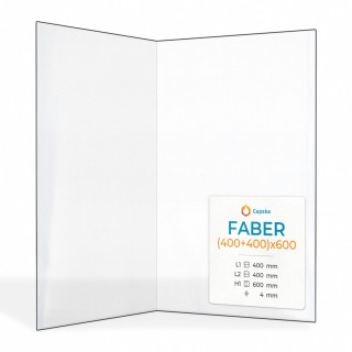Faber Glas - Gefaltetes Kaminglas für Kaminofen (400+400)x600