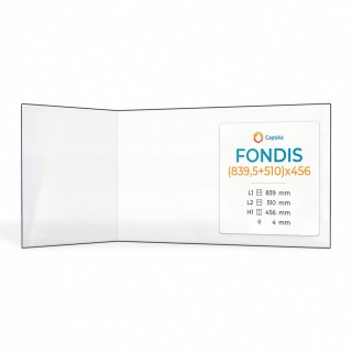 Fondis (839,5+510)X456 Glas - Gefaltet Siebdruck Kaminglas