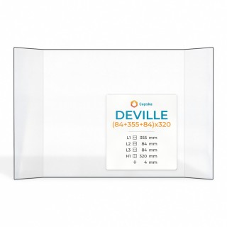Deville (84+355+84)X320 Glas - Prismatisch Kaminglas für Kaminofen