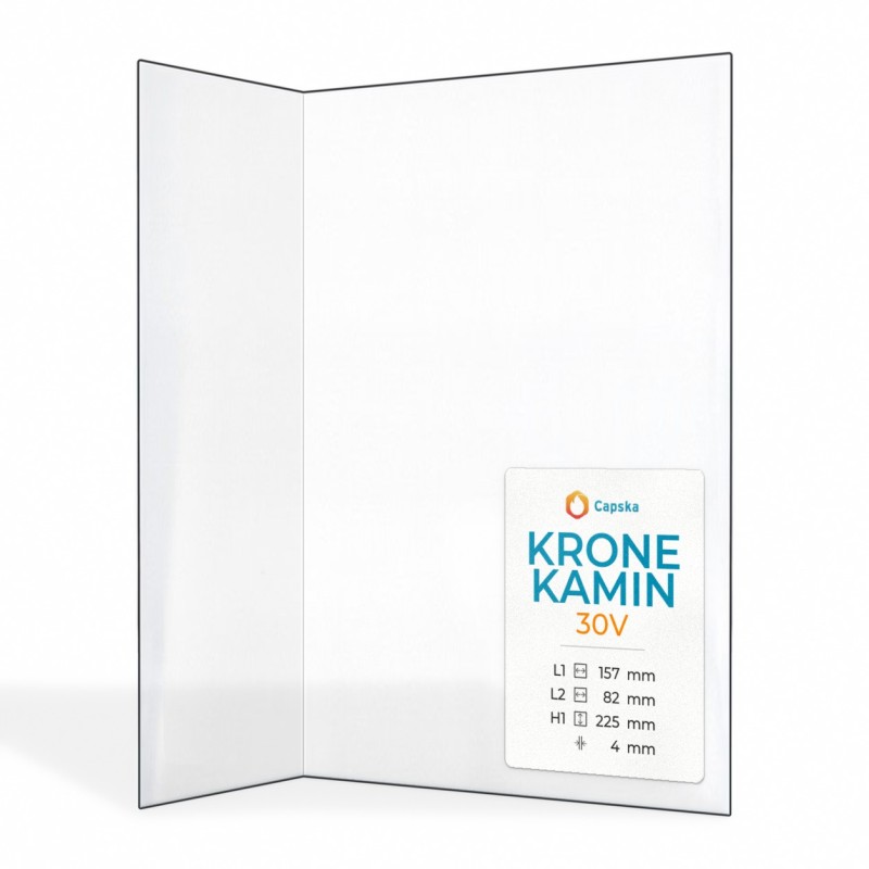 Krone Kamin 30V Glass - Folded Glass Panel for Fireplace Insert