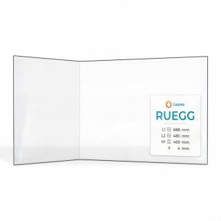 Ruegg (688+480)X469 Glas - Gefaltet Kaminglas für Kaminofen