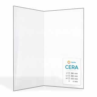 Cera (380+380)X625 Glas - Gefaltet Kaminglas für Kaminofen