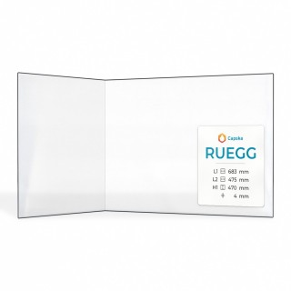 Ruegg (683+475)X470 Glas - Gefaltet Kaminglas für Kaminofen