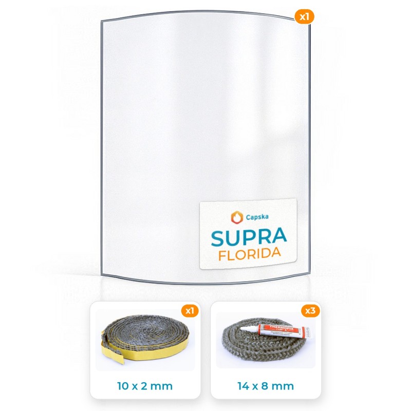 Vetro Supra FLORIDA + Guarnizione - Resistente a 800°C