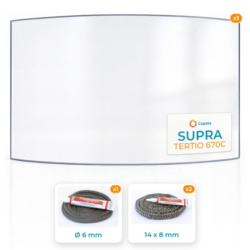 SUPRA TERTIO 670C - Glas + Dichtung | Hochwertiges Kaminglas