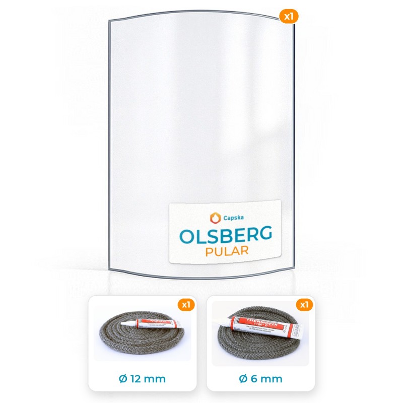Pack Vitre Courbe + Joints Olsberg PULAR - Qualité identique à l'originale