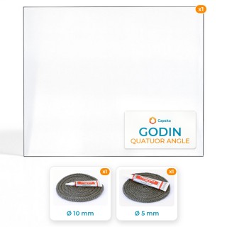 Vitre rectangle Godin QUATUOR ANGLE - Pack vitre et joints