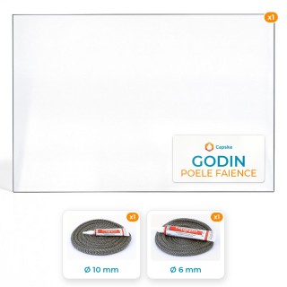 Vitre Godin Poêle Faïence 435x295mm pour poêle à bois - Capska