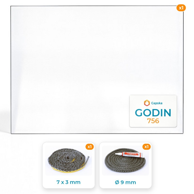 Vitre rectangle Godin 756 - Pack Vitre + Joints