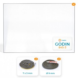 Vetro laterale per stufa Godin 845-3 (con guarnizione)