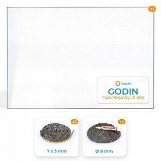 Vitre rectangle Godin PANORAMIQUE 856 - Pack Vitre Rectangle + Joints