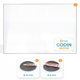 Pack Vitre Rectangle + Joints pour Godin 660106