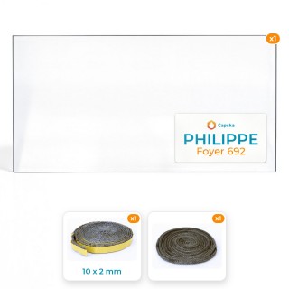 Vitre rectangle PHILIPPE 387x200x4 mm - Pack Vitre Rectangle + Joints