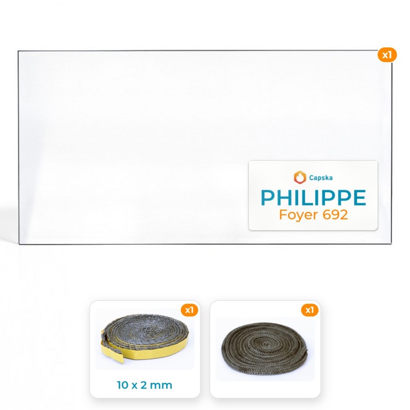 Vitre rectangle PHILIPPE 387x200x4 mm - Pack Vitre Rectangle + Joints