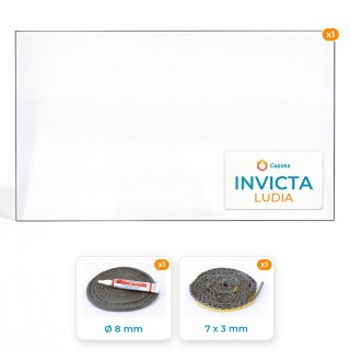 Pack vitre rectangle et joints pour poêle Invicta LUDIA