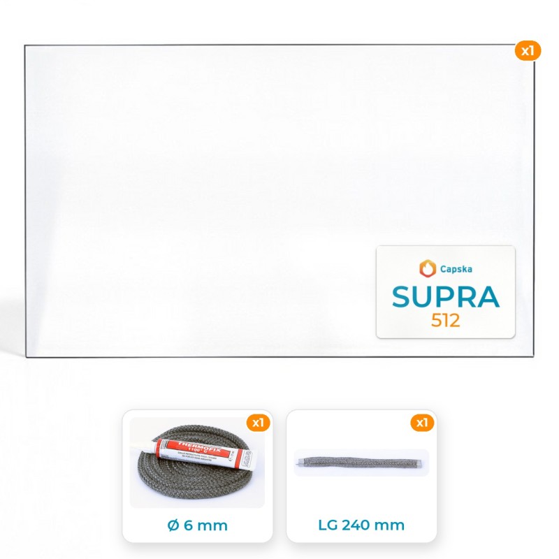 Vitre rectangle SUPRA 512 - Pack Vitre Rectangle + Joints