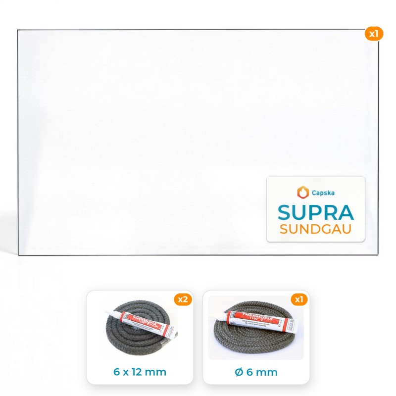 Vitre Supra Sundgau 365x228mm pour poêle à bois - Capska