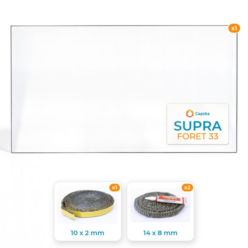 Vitre rectangle SUPRA FORET 33 - Pack Vitre Rectangle + Joints