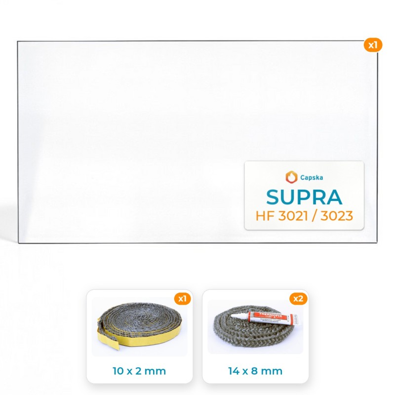 Vetro Supra HF 3021 / 3023 e guarnizione - Resistente fino a 800°C