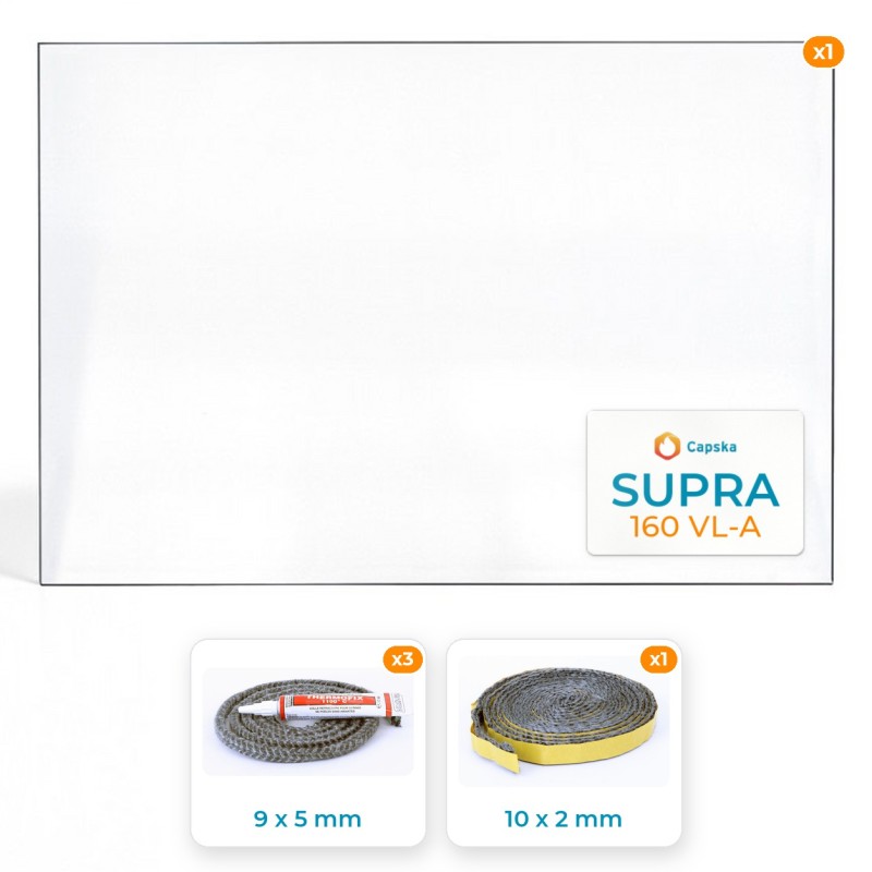 Vitre rectangle SUPRA 160 VL-A avec joints - Schott Robax