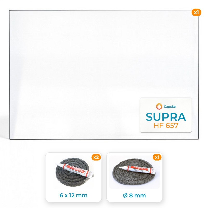 Vitre rectangle Supra HF 657 - Pack avec joints