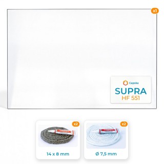 SUPRA HF 551 - Glas + Dichtung - Hochwertiges Kaminglas