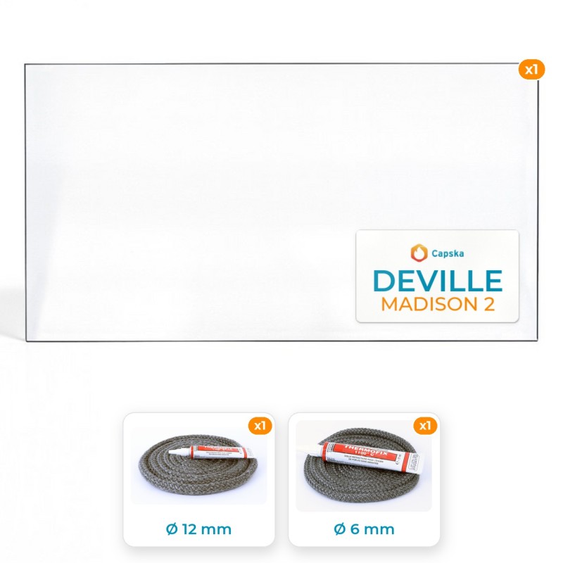 Vitre rectangle Deville Madison 2 - Pack joints inclus