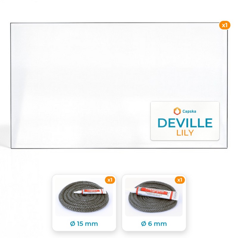 DEVILLE LILY - Glas + Dichtung für Kaminofen