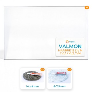 Vitre rectangle Valmon Marbre 12 L1 - Pack vitre + joints