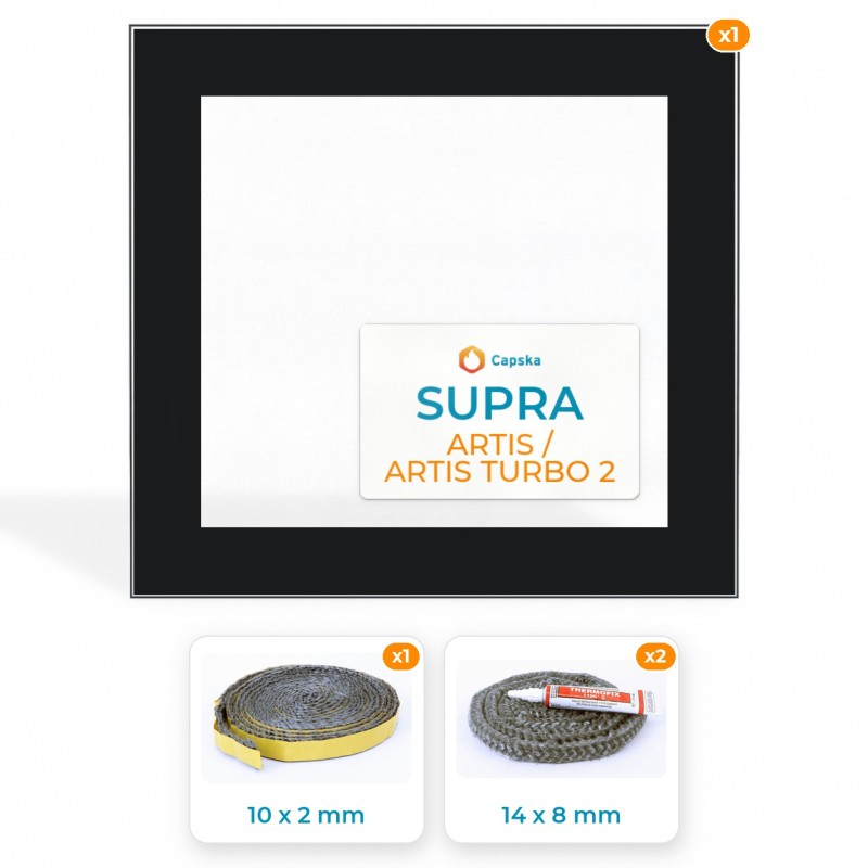 Vetro Supra ARTIS / ARTIS TURBO 2 + Guarnizione - Resistente fino a 800°C
