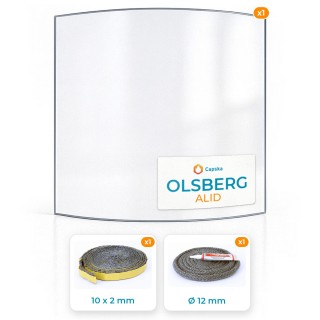 Pack Vitre Courbe Olsberg ALID avec Joint - Résistant jusqu'à 800°C