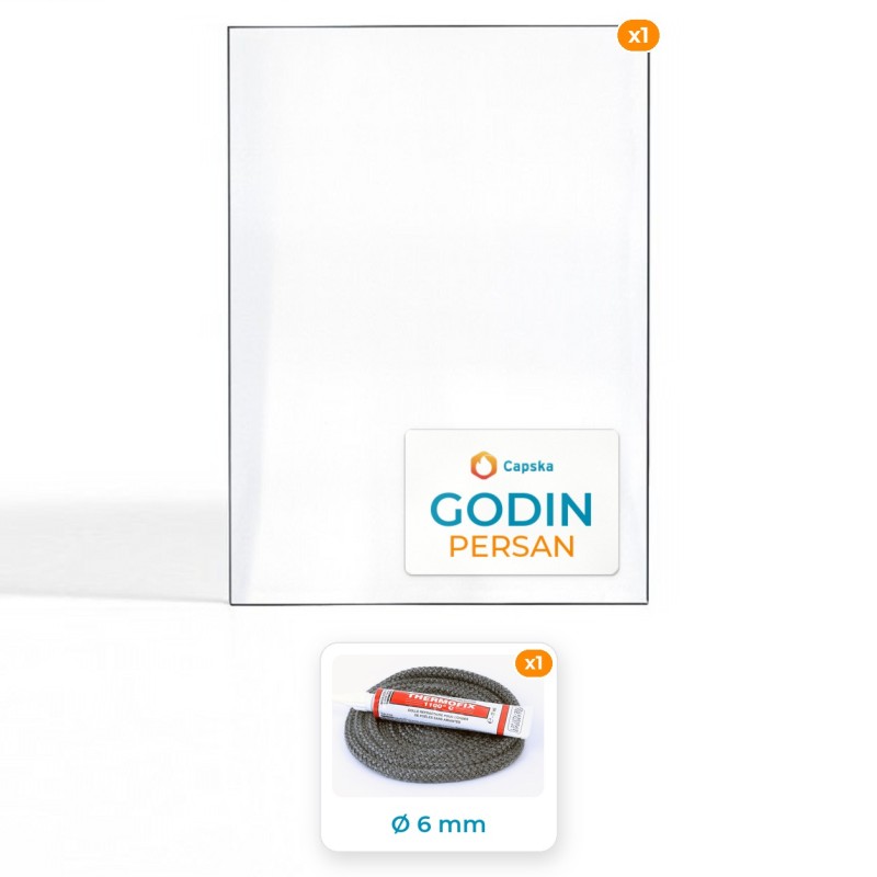 Vitre rectangle Godin PERSAN 485 x 350 mm - Pack Vitre + Joint