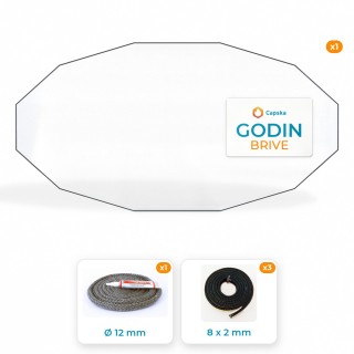 GODIN BRIVE - Glas + Dichtung - Hochwertiges Kaminglas
