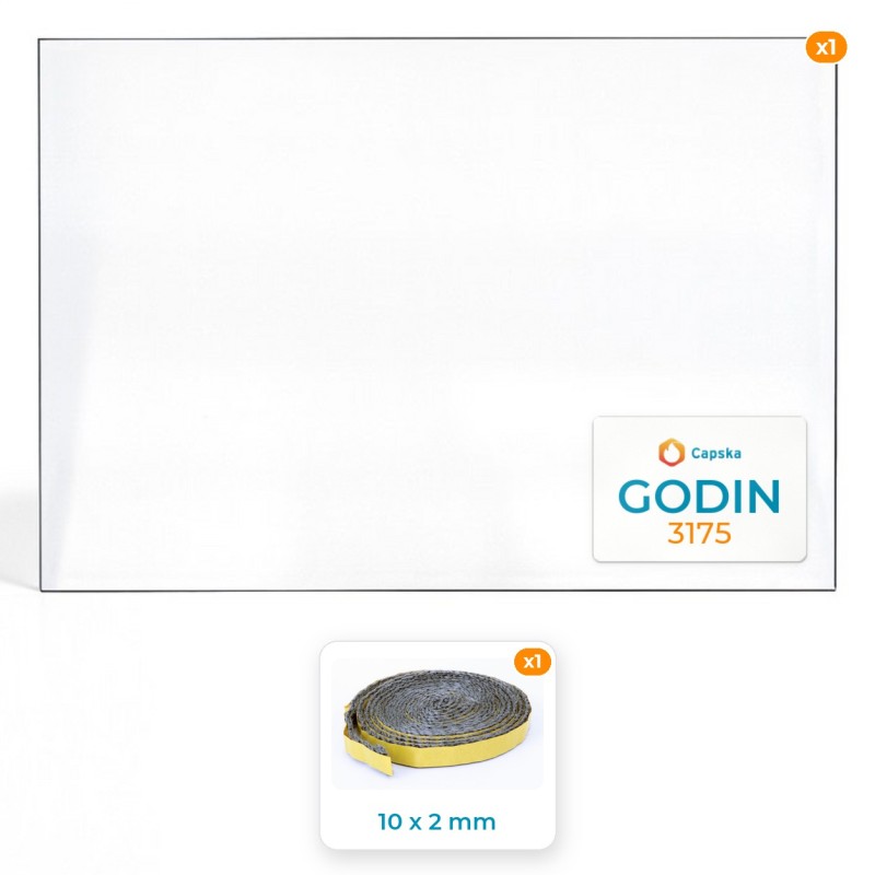 Vitre rectangle GODIN 3175 - Pack avec joint