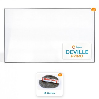 DEVILLE PRIMO - Glas + Dichtung - Hochwertiges Kaminglas