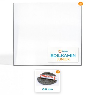 EDILKAMIN JUNIOR - Glas + Dichtung - Hochwertiges Kaminglas