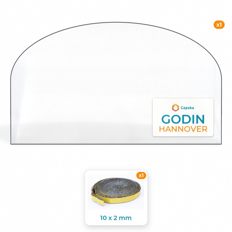 Pack Vitre Rectangle cintré + Joint pour Godin HANNOVER