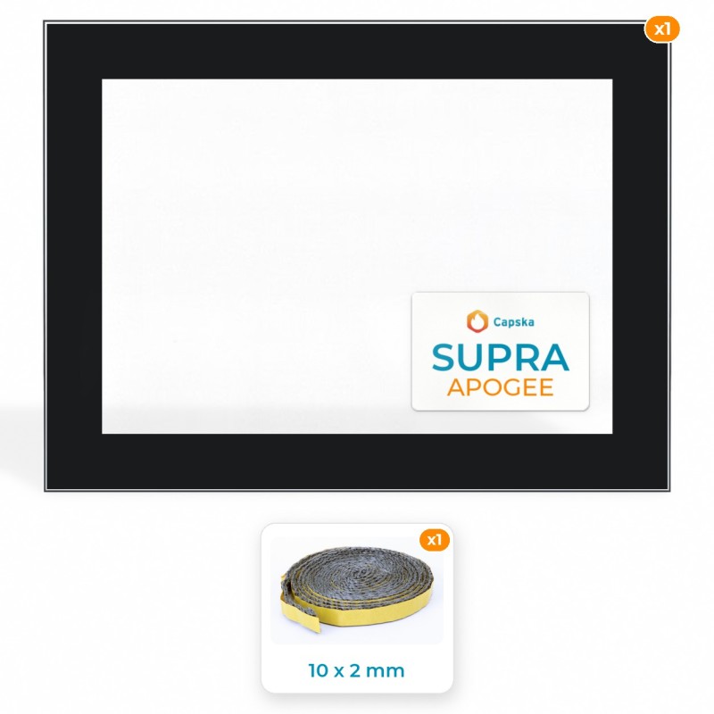 SUPRA APOGEE - Glas + Dichtung - Hochwertiges Kaminglas
