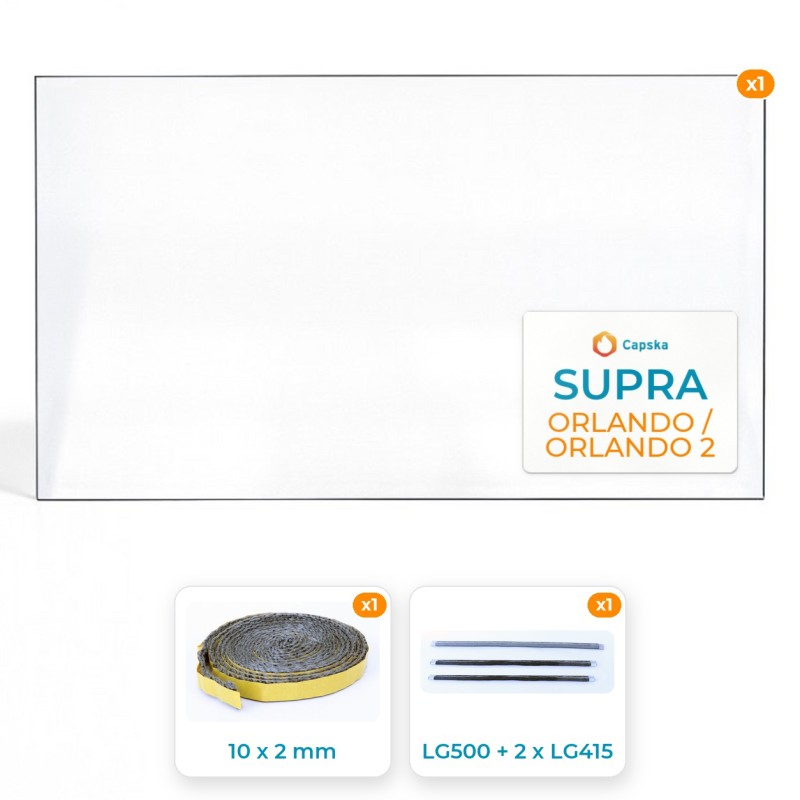 Pack Vitre Rectangle + Joints pour Supra ORLANDO / ORLANDO 2