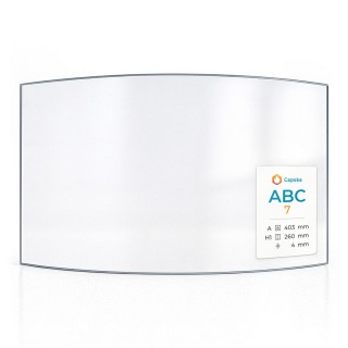 Glas für Kaminofen - ABC 7, in sich gebogen