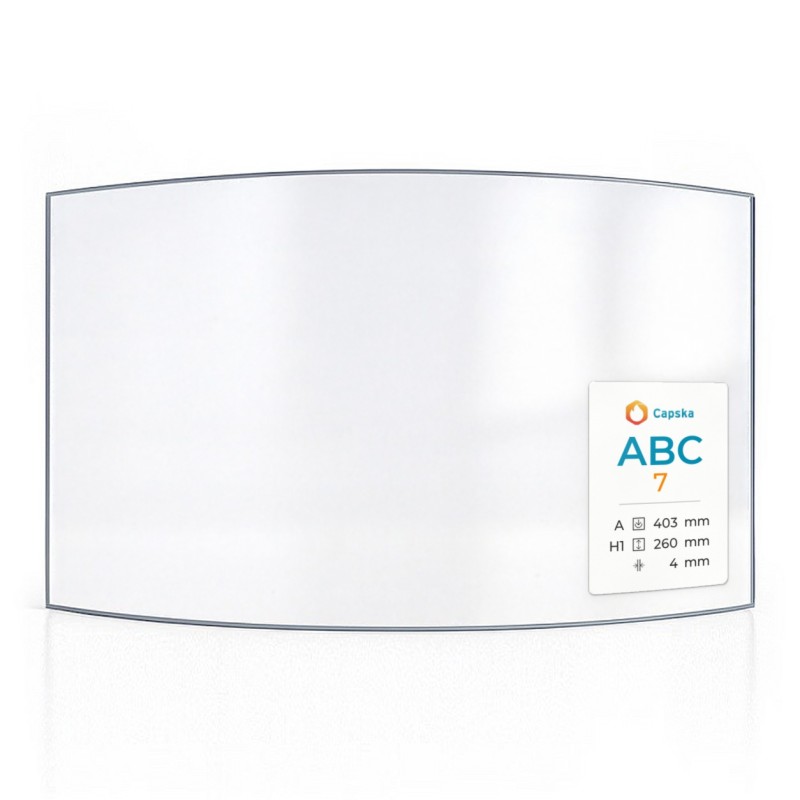 Vetro ABC 7 Curvo per stufa a legna - 403 x 260 x 4 mm