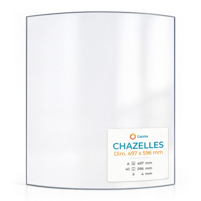 Vitre Chazelles DIM. 497 X 596 MM - Verre Courbe pour poêle à bois