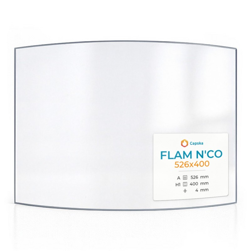 FLAM N'CO 526X400 Curved Glass Panel for Wood Burning Stove