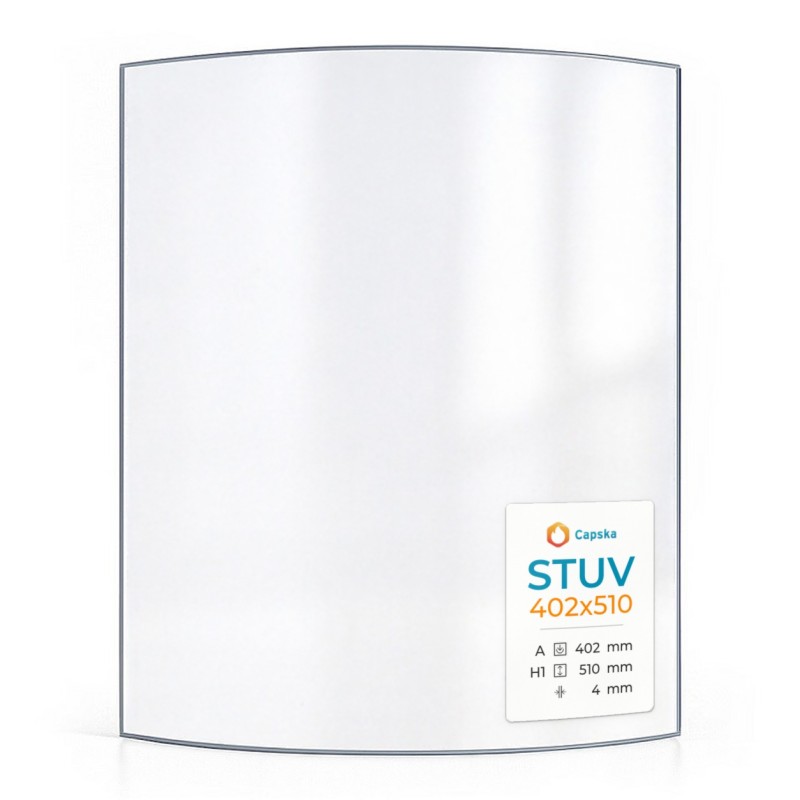 Vetro Stuv 402X510 Curvo per Stufa a Legna